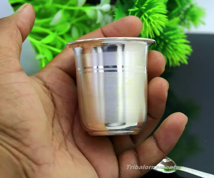 Rings TRIBAL ORNAMENTS 999 fine silver handmade watermilk Glass tumbler silver flask baby kids silver utensils set for stay healthy best gifting article sv137