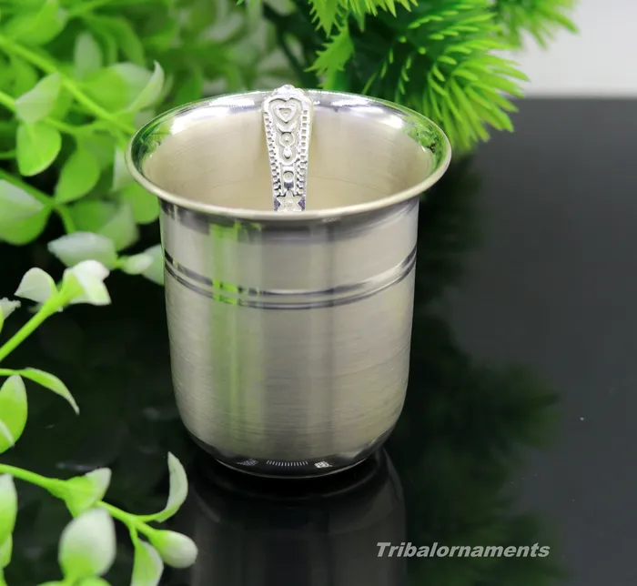 Rings TRIBAL ORNAMENTS 999 fine silver handmade watermilk Glass tumbler silver flask baby kids silver utensils set for stay healthy best gifting article sv137