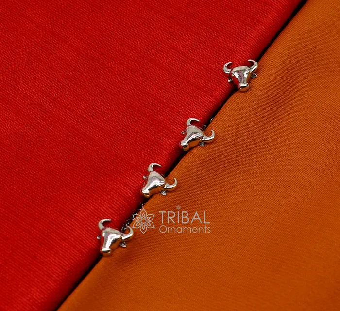 Rings TRIBAL ORNAMENTS Bull head design 925 Sterling Silver set of 4 kurta Buttons for Fashion Perfection silver cufflinks cultural trendy jewelry btn43 Rings TRIBAL ORNAMENTS Bull head design 925 Sterling Silver set of 4 kurta Buttons for Fashion Perfection silver cufflinks cultural trendy jewelry btn43