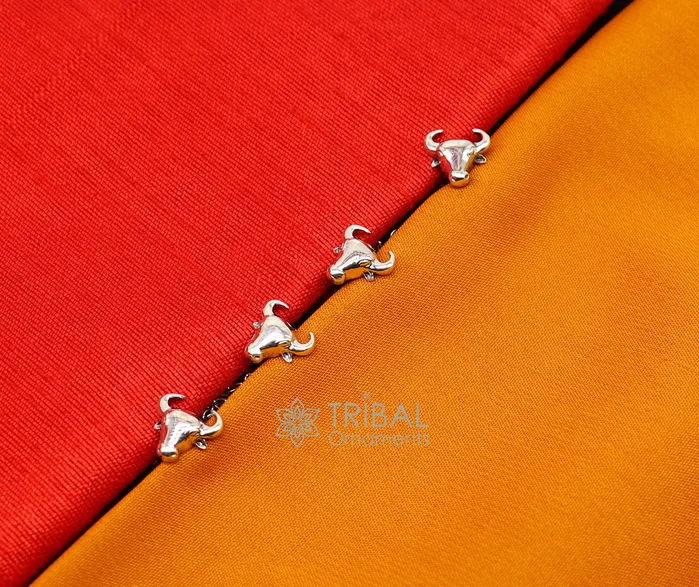 Rings TRIBAL ORNAMENTS Bull head design 925 Sterling Silver set of 4 kurta Buttons for Fashion Perfection silver cufflinks cultural trendy jewelry btn43 Rings TRIBAL ORNAMENTS Bull head design 925 Sterling Silver set of 4 kurta Buttons for Fashion Perfection silver cufflinks cultural trendy jewelry btn43