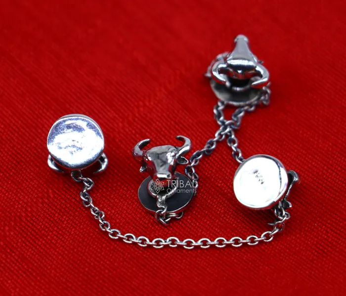 Rings TRIBAL ORNAMENTS Bull head design 925 Sterling Silver set of 4 kurta Buttons for Fashion Perfection silver cufflinks cultural trendy jewelry btn43 Rings TRIBAL ORNAMENTS Bull head design 925 Sterling Silver set of 4 kurta Buttons for Fashion Perfection silver cufflinks cultural trendy jewelry btn43