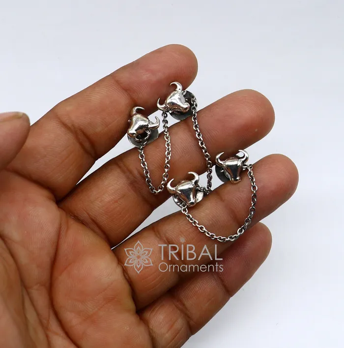 Rings TRIBAL ORNAMENTS Bull head design 925 Sterling Silver set of 4 kurta Buttons for Fashion Perfection silver cufflinks cultural trendy jewelry btn43 Rings TRIBAL ORNAMENTS Bull head design 925 Sterling Silver set of 4 kurta Buttons for Fashion Perfection silver cufflinks cultural trendy jewelry btn43