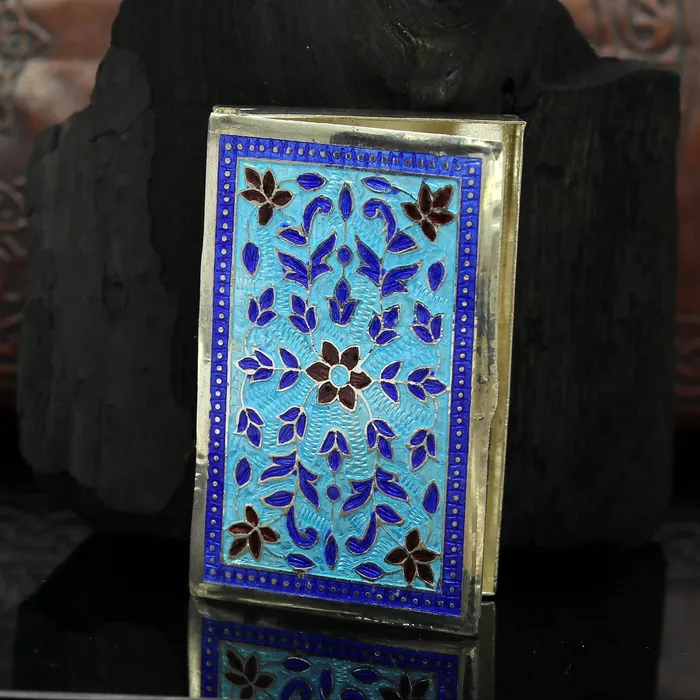 Rings TRIBAL ORNAMENTS Handmade pure silver 925 sterling silver floral enamel work customize trinket jewelry box pills box silver utensils brides gift stb29