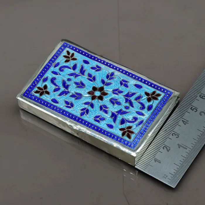 Rings TRIBAL ORNAMENTS Handmade pure silver 925 sterling silver floral enamel work customize trinket jewelry box pills box silver utensils brides gift stb29