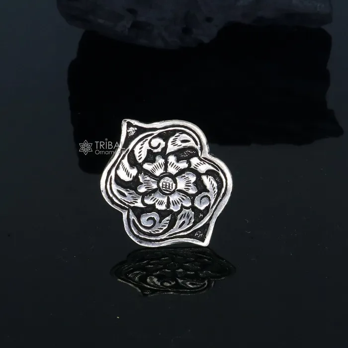 Rings TRIBAL ORNAMENTS Traditional cultural flower design 925 sterling silver adjustable ring best tribal ethnic jewelry for belly dance Navratri jewelry sr384 Rings TRIBAL ORNAMENTS Traditional cultural flower design 925 sterling silver adjustable ring best tribal ethnic jewelry for belly dance Navratri jewelry sr384