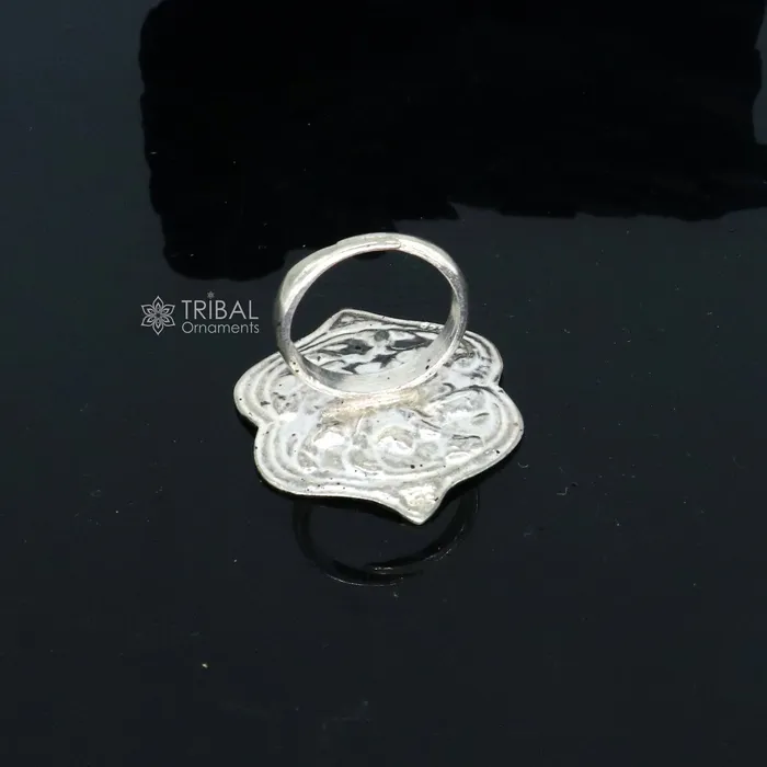 Rings TRIBAL ORNAMENTS Traditional cultural flower design 925 sterling silver adjustable ring best tribal ethnic jewelry for belly dance Navratri jewelry sr384 Rings TRIBAL ORNAMENTS Traditional cultural flower design 925 sterling silver adjustable ring best tribal ethnic jewelry for belly dance Navratri jewelry sr384