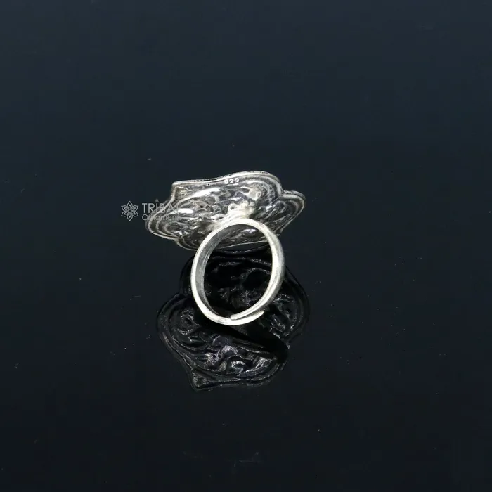 Rings TRIBAL ORNAMENTS Traditional cultural flower design 925 sterling silver adjustable ring best tribal ethnic jewelry for belly dance Navratri jewelry sr384 Rings TRIBAL ORNAMENTS Traditional cultural flower design 925 sterling silver adjustable ring best tribal ethnic jewelry for belly dance Navratri jewelry sr384