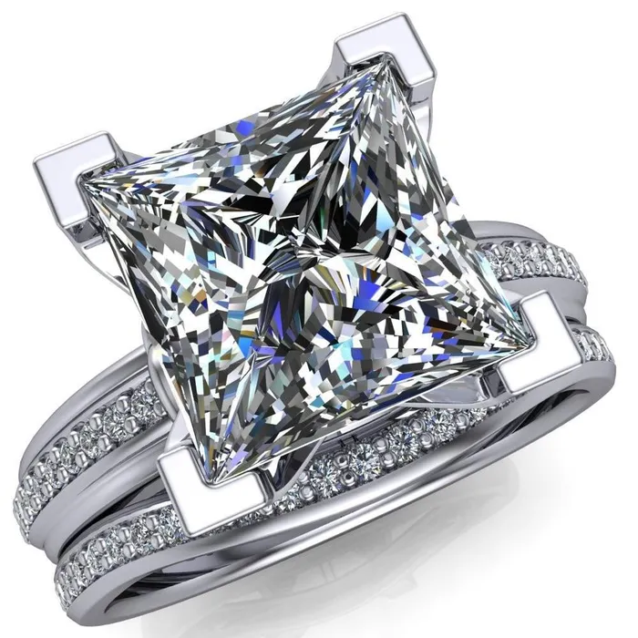 Sabra PrincessSquare Diamond Channel Engagement Ring Fire Brilliance Rings Sabra PrincessSquare Diamond Channel Engagement Ring Fire Brilliance Rings