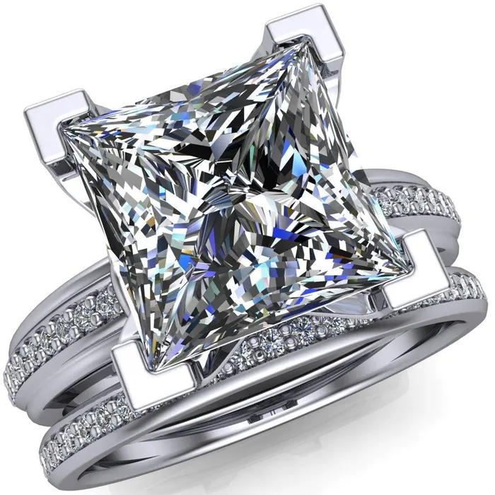 Sabra PrincessSquare Diamond Channel Engagement Ring Fire Brilliance Rings