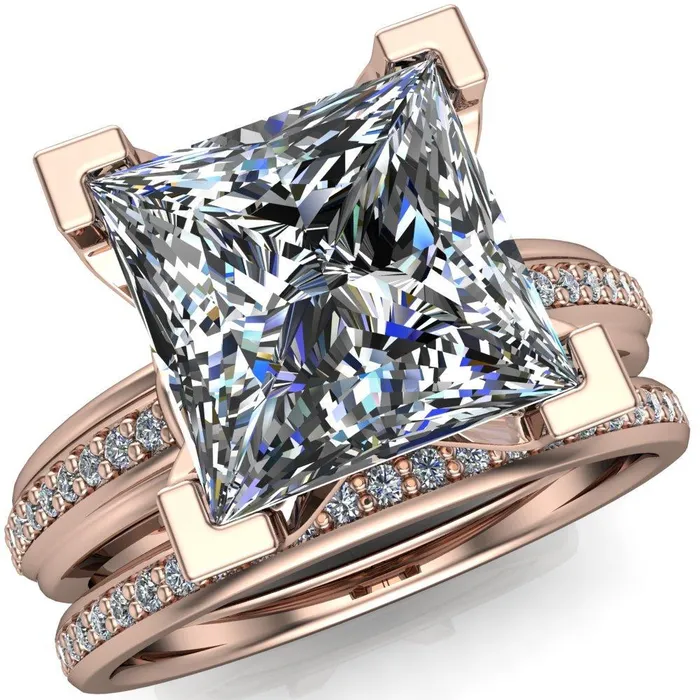 Sabra PrincessSquare Diamond Channel Engagement Ring Fire Brilliance Rings