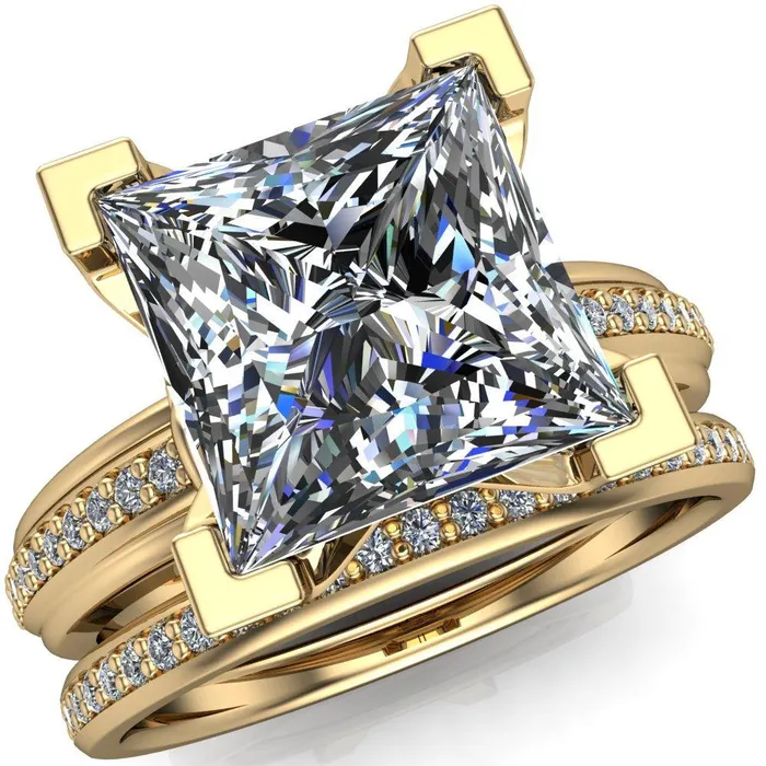 Sabra PrincessSquare Diamond Channel Engagement Ring Fire Brilliance Rings