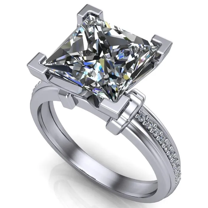 Sabra PrincessSquare Diamond Channel Engagement Ring Fire Brilliance Rings