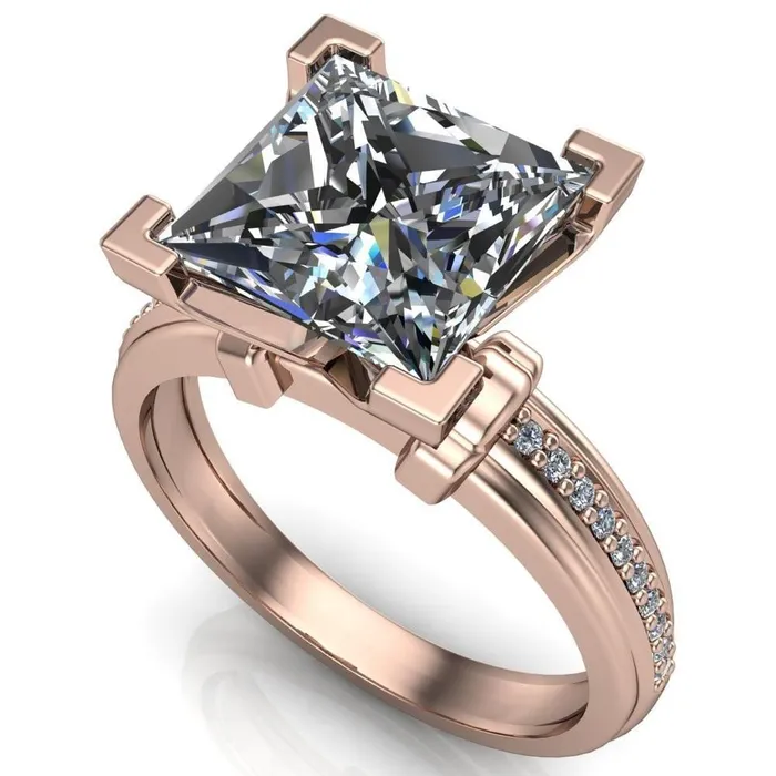 Sabra PrincessSquare Diamond Channel Engagement Ring Fire Brilliance Rings