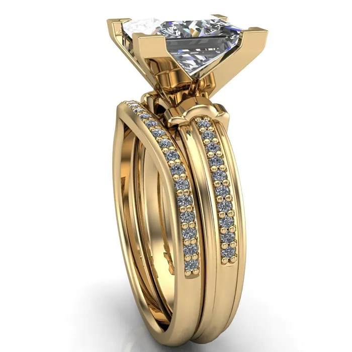 Sabra PrincessSquare Diamond Channel Engagement Ring Fire Brilliance Rings