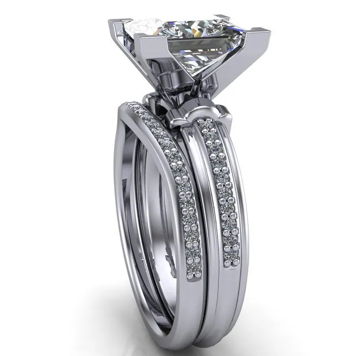 Sabra PrincessSquare Diamond Channel Engagement Ring Fire Brilliance Rings