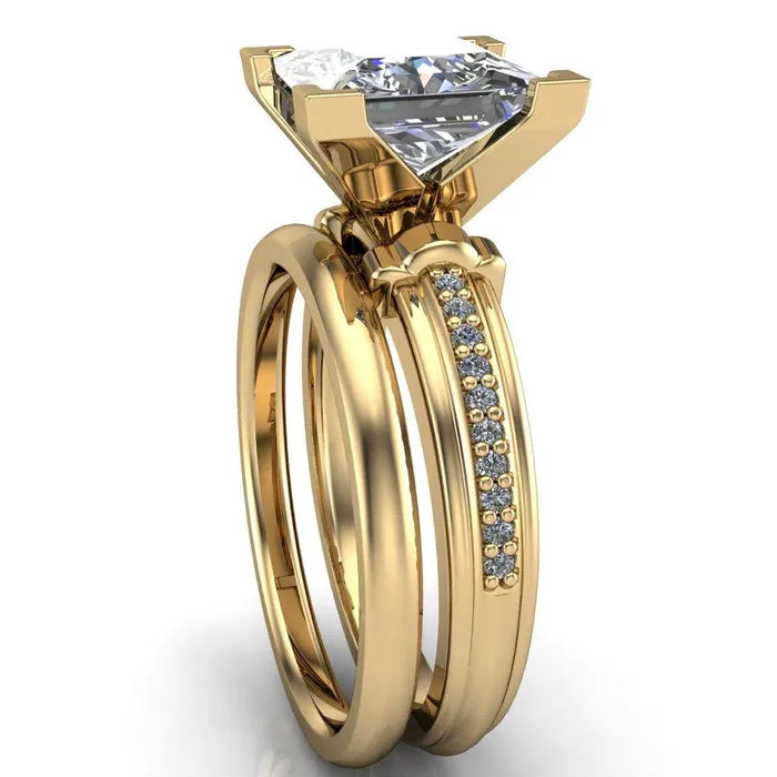 Sabra PrincessSquare Diamond Channel Engagement Ring Fire Brilliance Rings