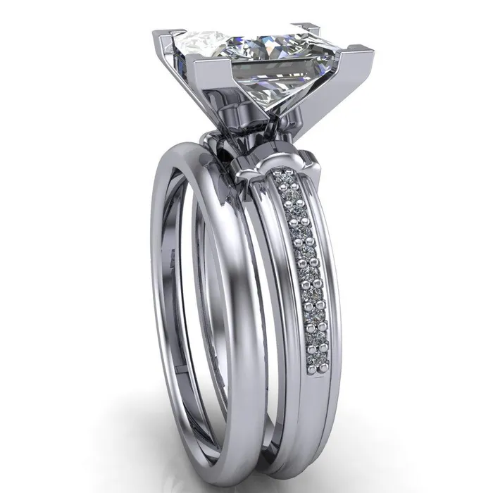 Sabra PrincessSquare Diamond Channel Engagement Ring Fire Brilliance Rings