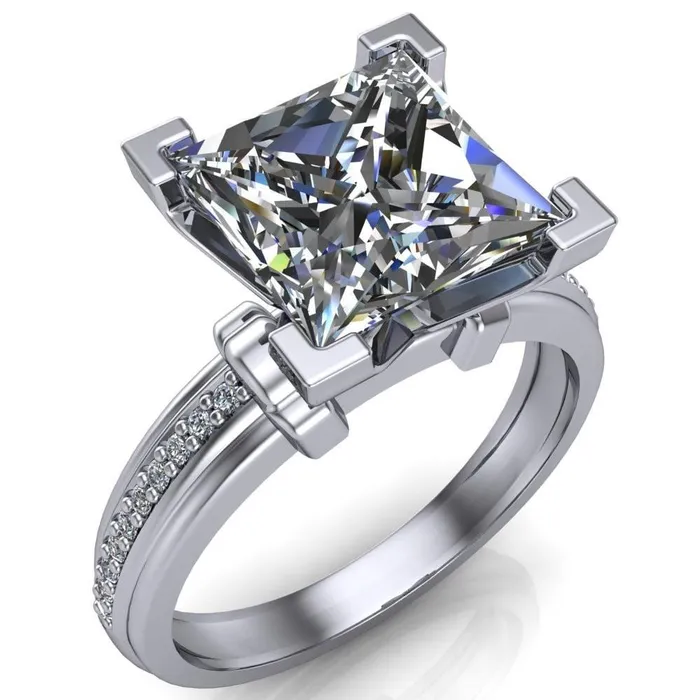 Sabra PrincessSquare Diamond Channel Engagement Ring Fire Brilliance Rings