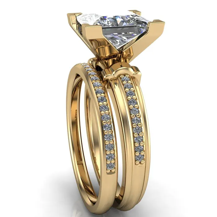 Sabra PrincessSquare Diamond Channel Engagement Ring Fire Brilliance Rings