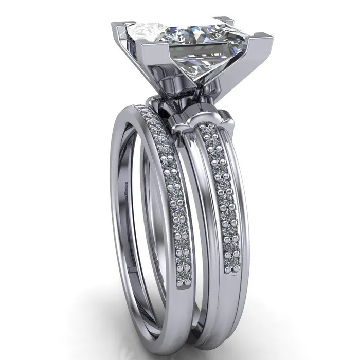 Sabra PrincessSquare Diamond Channel Engagement Ring Fire Brilliance Rings