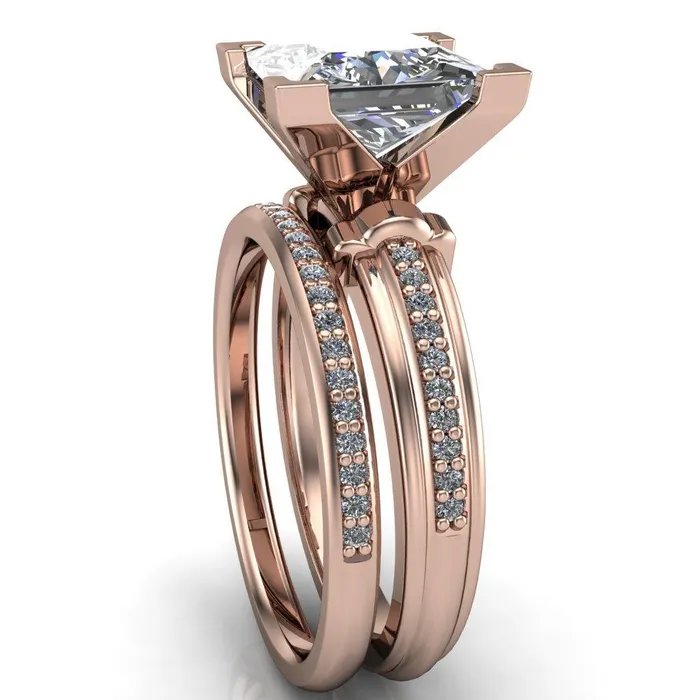 Sabra PrincessSquare Diamond Channel Engagement Ring Fire Brilliance Rings