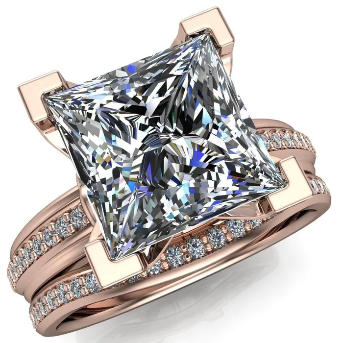 Sabra PrincessSquare Diamond Channel Engagement Ring Fire Brilliance Rings