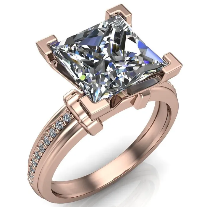 Sabra PrincessSquare Diamond Channel Engagement Ring Fire Brilliance Rings