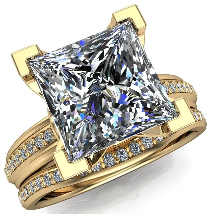 Sabra PrincessSquare Diamond Channel Engagement Ring Fire Brilliance Rings