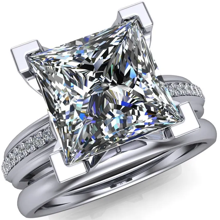 Sabra PrincessSquare Diamond Channel Engagement Ring Fire Brilliance Rings