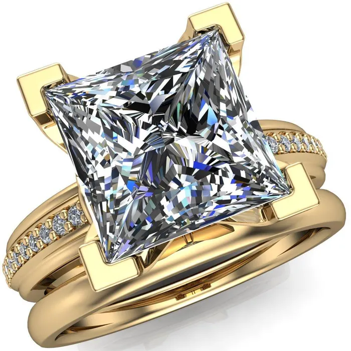 Sabra PrincessSquare Diamond Channel Engagement Ring Fire Brilliance Rings