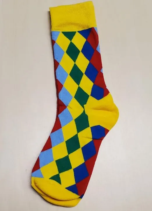 SF1072 Yellow Colorful Diamond Design Socks POLLY Earrings