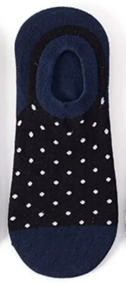 SF369 Black Navy Blue White Polka Dot Low Cut Socks POLLY Rings