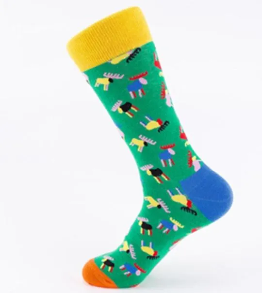 SF375 Green Colorful Moose Socks POLLY Earrings