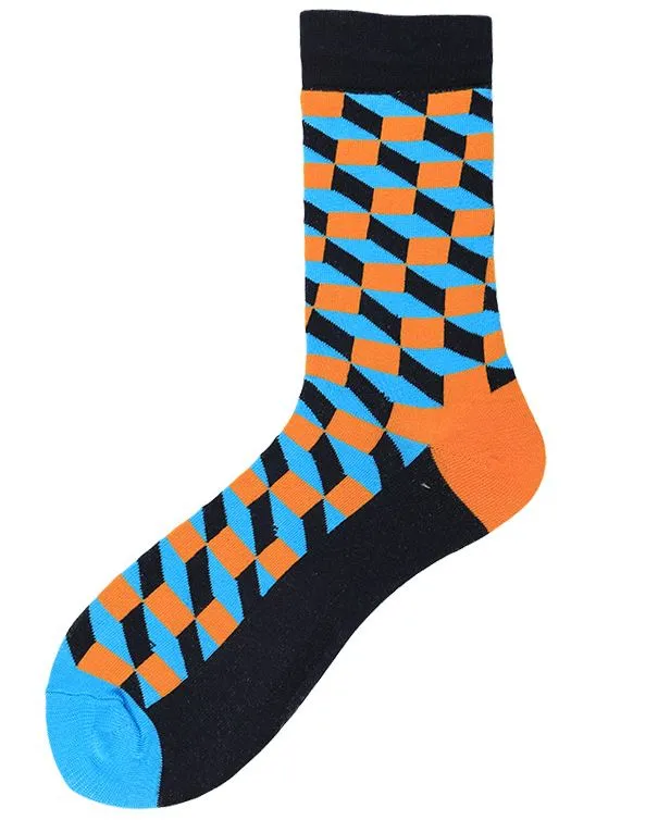 SF380 Orange Blue Multi Rectangle Socks POLLY Rings