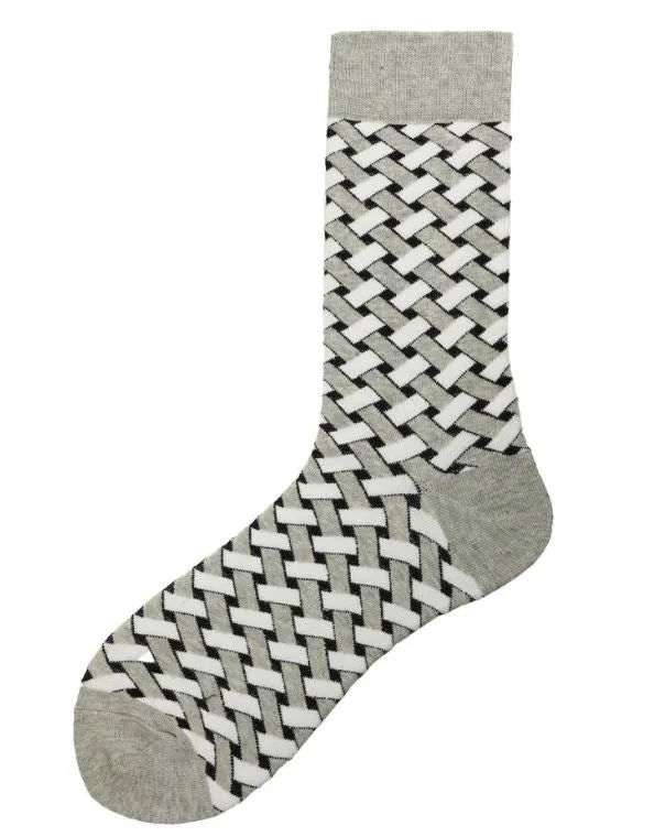 SF653 Gray White Weave Pattern Socks POLLY Rings