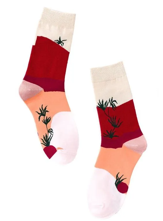 SF804 Beige Leaf Plant Design Socks POLLY Necklaces