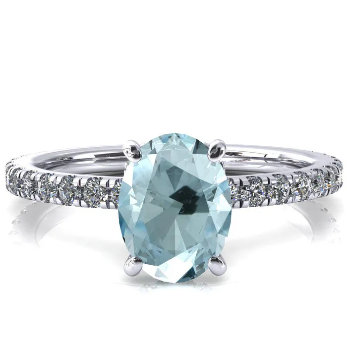 Sicili Oval Aqua Blue Spinel 4 Prong 34 Micro Pave Diamond Engagement Ring Fire Brilliance Rings Sicili Oval Aqua Blue Spinel 4 Prong 34 Micro Pave Diamond Engagement Ring Fire Brilliance Rings