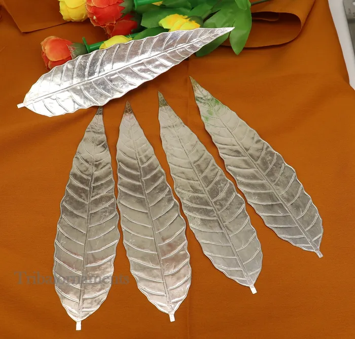 Silver mango tree design leaf Amazing puja worshipping article solid sterling silver diwali puja articles silver utensils from india su512 TRIBAL ORNAMENTS Necklaces