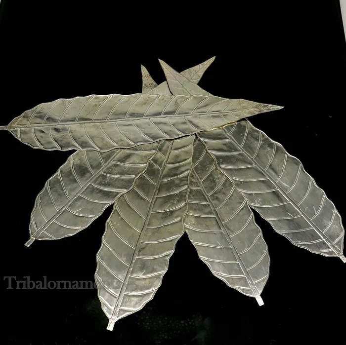 Silver mango tree design leaf Amazing puja worshipping article solid sterling silver diwali puja articles silver utensils from india su512 TRIBAL ORNAMENTS Necklaces