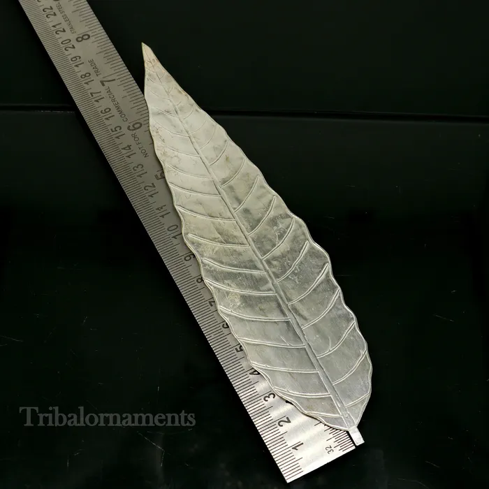 Silver mango tree design leaf Amazing puja worshipping article solid sterling silver diwali puja articles silver utensils from india su512 TRIBAL ORNAMENTS Necklaces