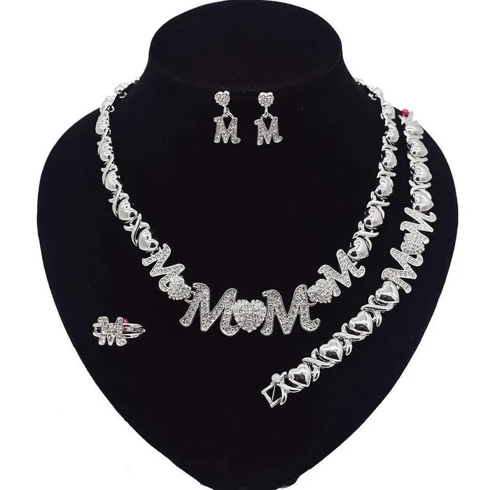 Silver MOM Necklace Set Jewelvers Necklaces