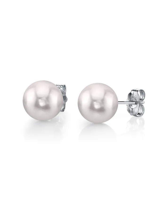 spt 5560mm White Akoya Round Pearl Stud Earrings Earrings