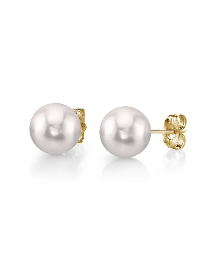 spt 5560mm White Akoya Round Pearl Stud Earrings Earrings