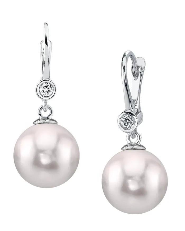 spt Earrings Akoya Pearl Diamond Bezel Earrings