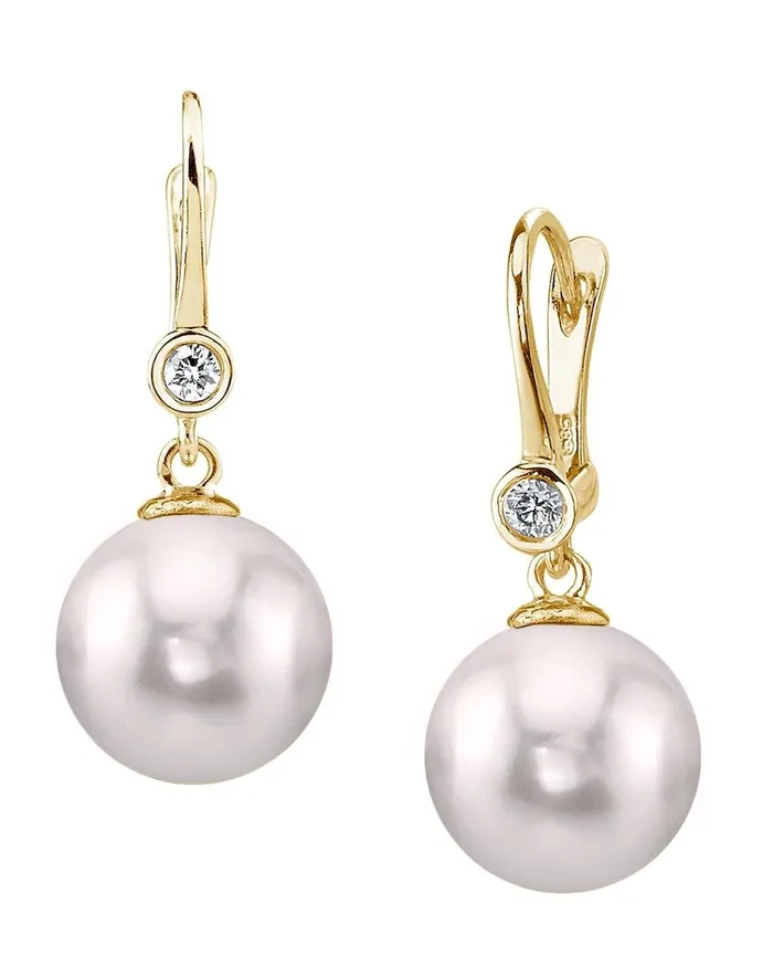 spt Earrings Akoya Pearl Diamond Bezel Earrings