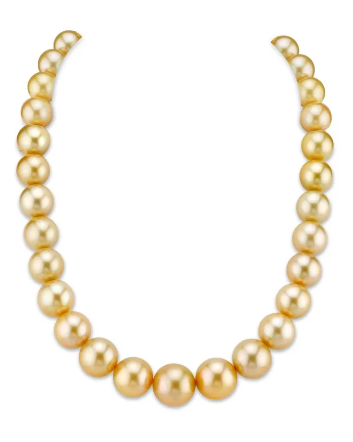 SPT Necklaces 1315mm Golden South Sea Pearl Necklace AAAA Quality