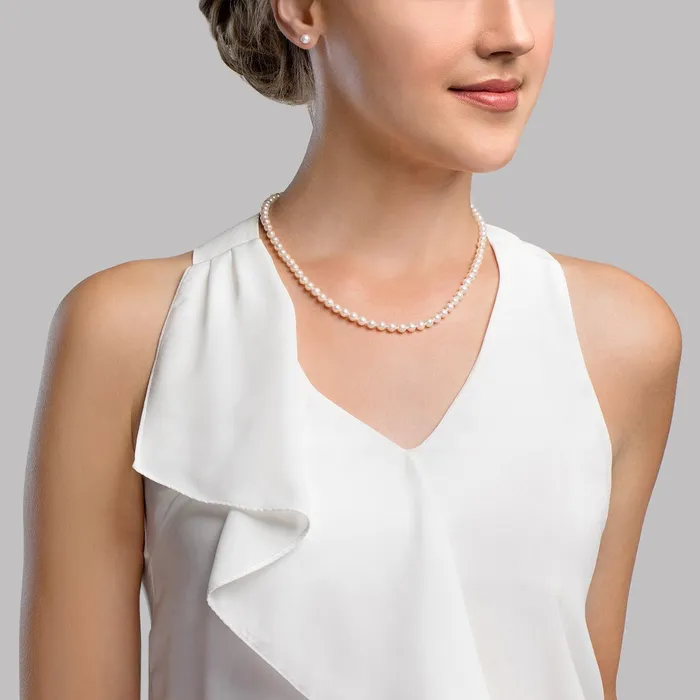 spt Necklaces 5070mm Japanese Akoya White Graduated Pearl Necklace