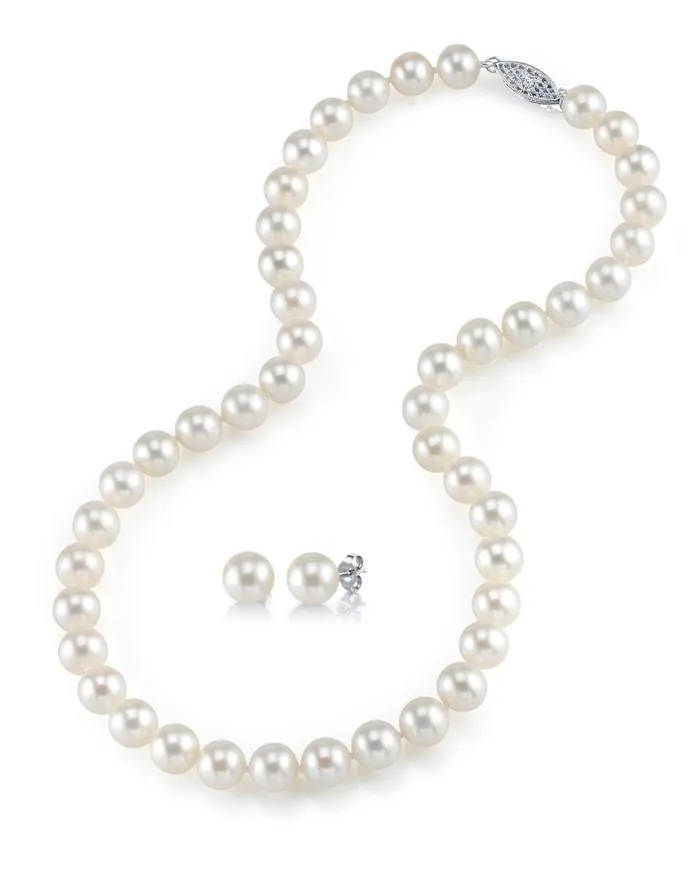 spt Necklaces 8085mm Freshwater Pearl Necklace Earrings