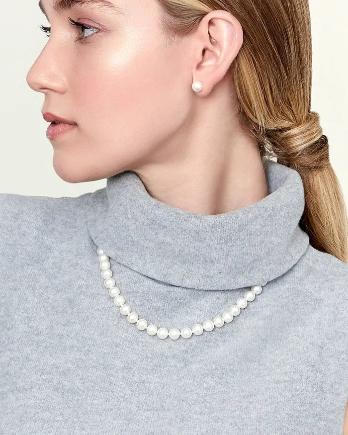 spt Necklaces 8085mm Freshwater Pearl Necklace Earrings