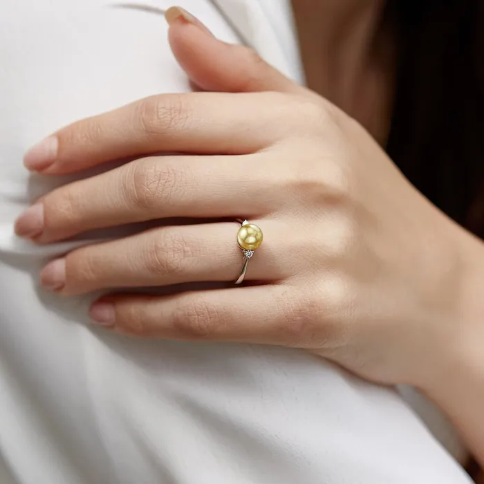 spt Rings Golden South Sea Pearl Diamond Polaris Ring